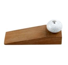 2 Pieces White Turquoise Ceramic Crackle Wwoden Door Stopper